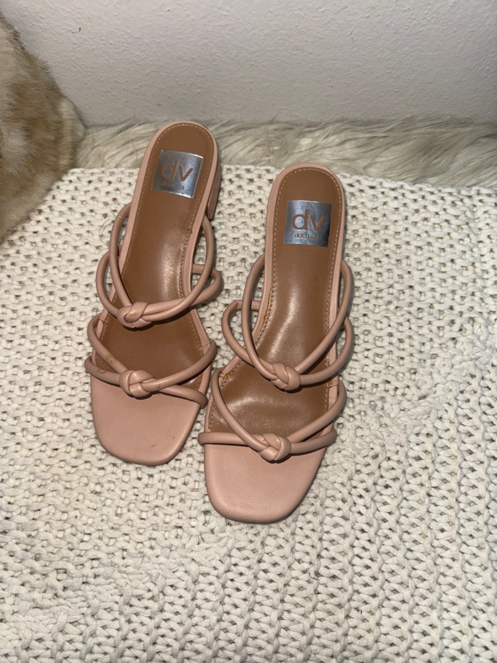 DV by Dolce Vita Nude Knot-Strap Slide Sandals